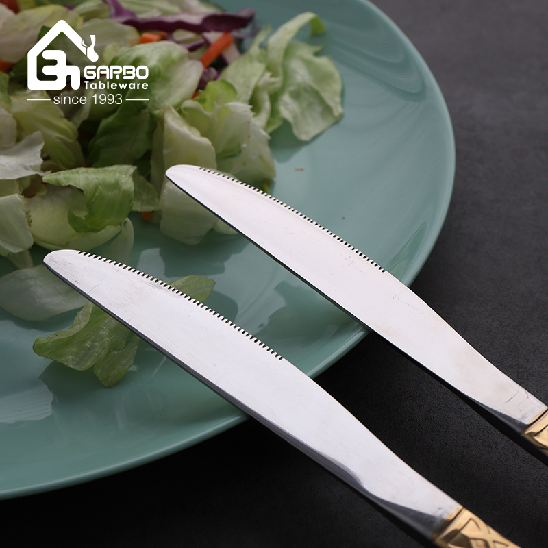 Wholesale 410ss Mirror Polished Golden Dinner Knife Customize Logo