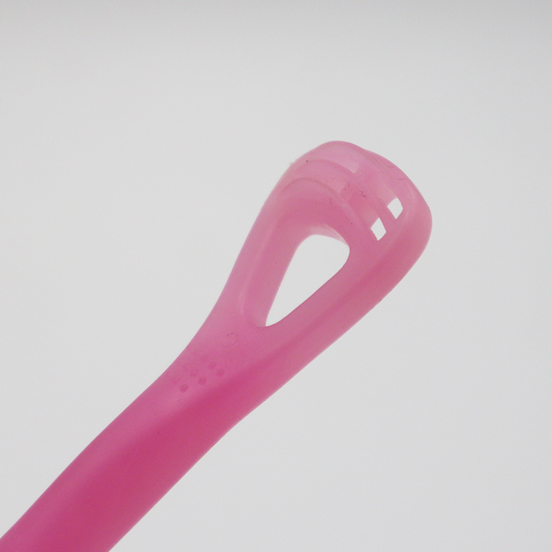 Food Grade Soft Rubber Tongue Scraper Brush Cleaner with Foldable Gentle Handle