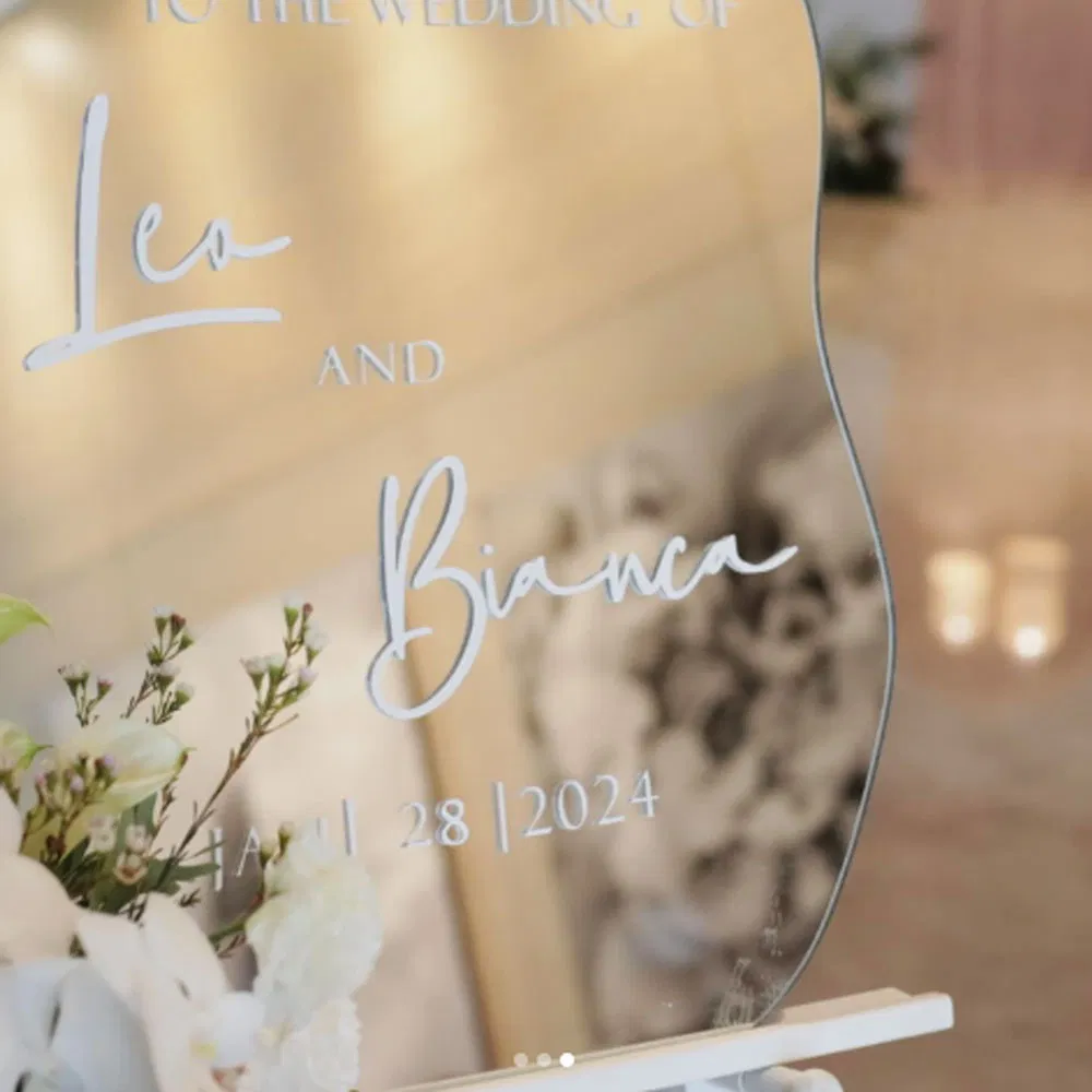 1.8mm Mirror Acrylic Welcome Board Custom Printed Event Sign for Wedding or Party Decoration