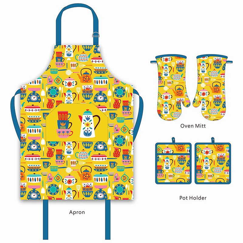 Kids Apron Set Super Dino Printed Chef Costume Set for Kids