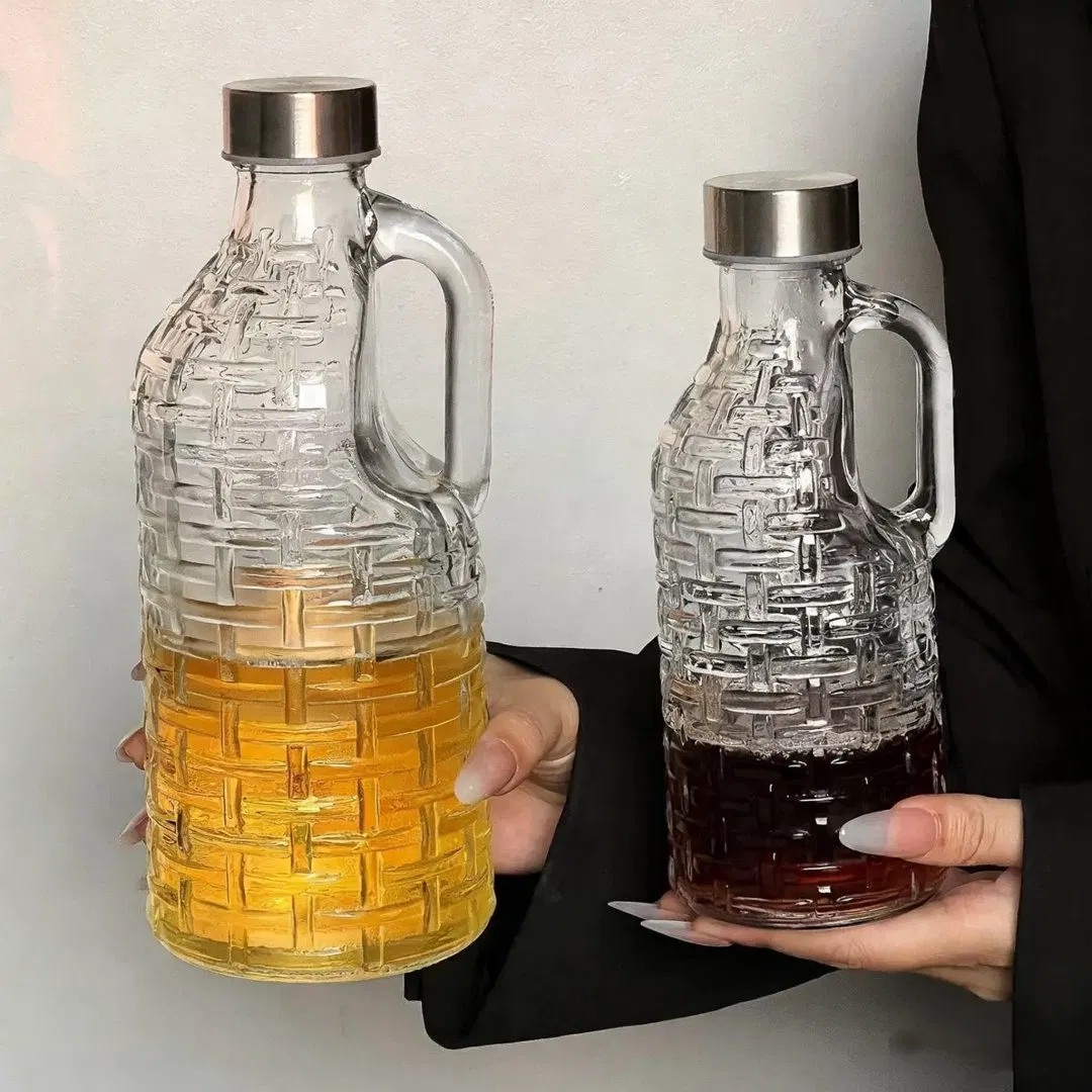 500ml 1L Glass Beverage Bottle with Cap Juice Milk Pot Glass Jug Milk Kettle for Juice Oil Milk Tea