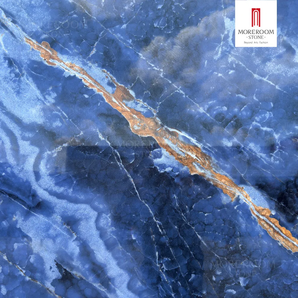 1600X3200mm Smooth Artificial Blue Gemstone Stone Slabs Sintered Blue Marble for Luxury Countertops