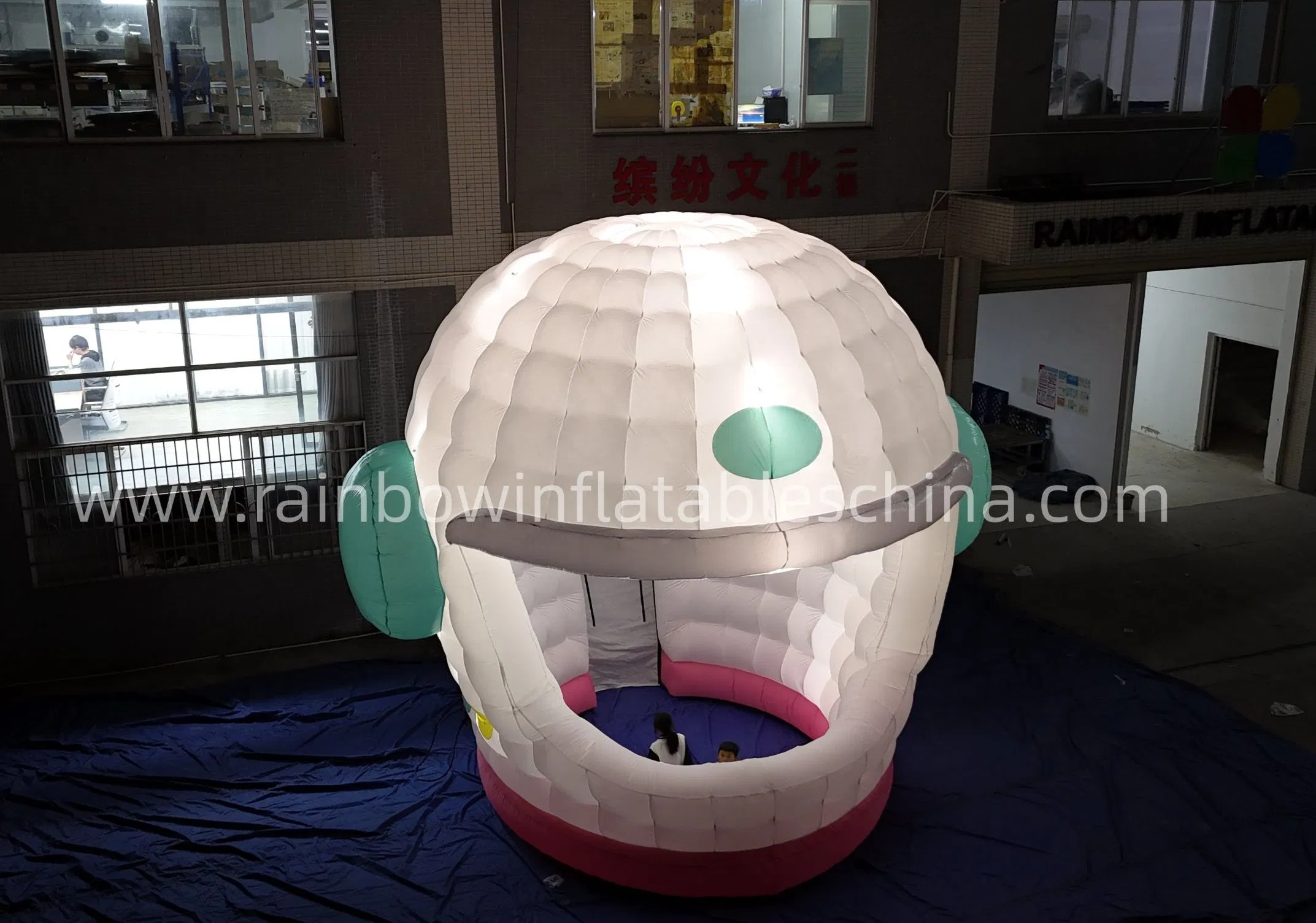 Inflatable Helmet-Shaped Tent with Light for Event and Exhibition Attraction