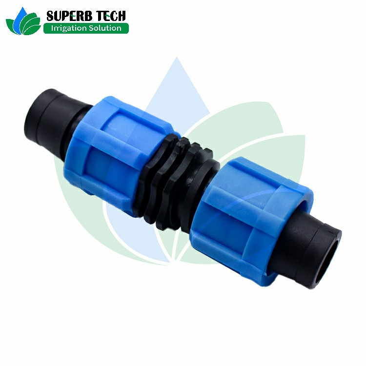 Garden Irrigation System Drip Tape Fitting Plastic Lock Coupling for Pipe