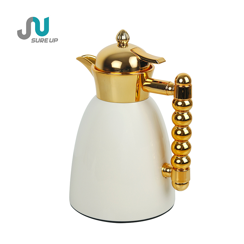 Термос Sureup 1L с ручкой и розовой крышкой