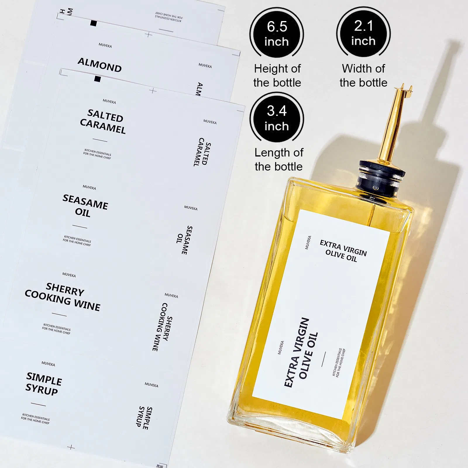 500ml Square Glass Olive Oil Dispenser Bottle with Controllable Oil Spout 16oz Glass Kitchen Soy Sauce Vinegar Seasoning Bottle