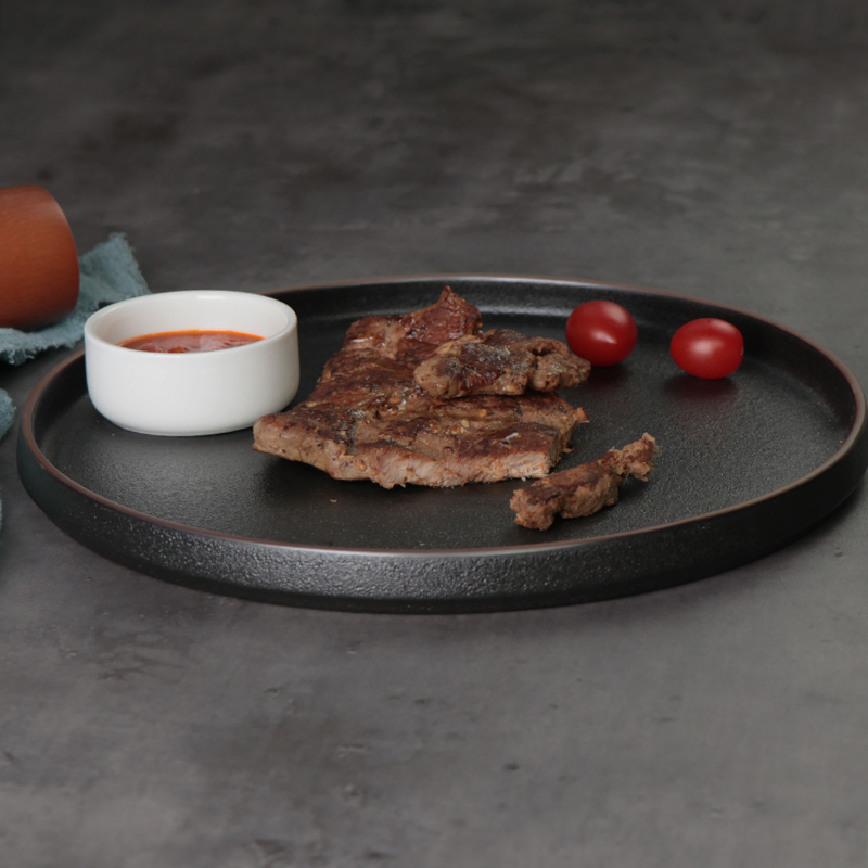 Restaurants Hotels Supplier Black Nordic Porcelain Dish Chaozhou Ceramic Dinner Plates