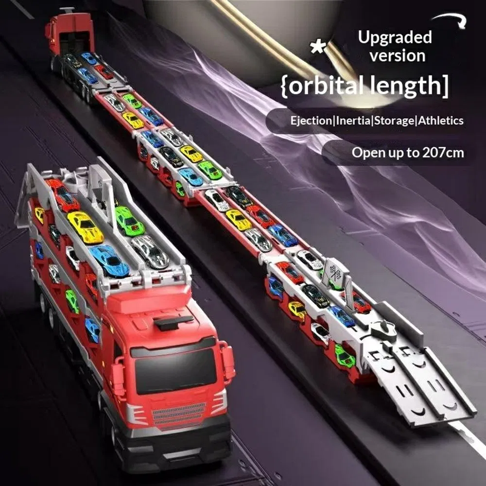 Грузовик-трансформер с 8 машинками, 207 см (красный)