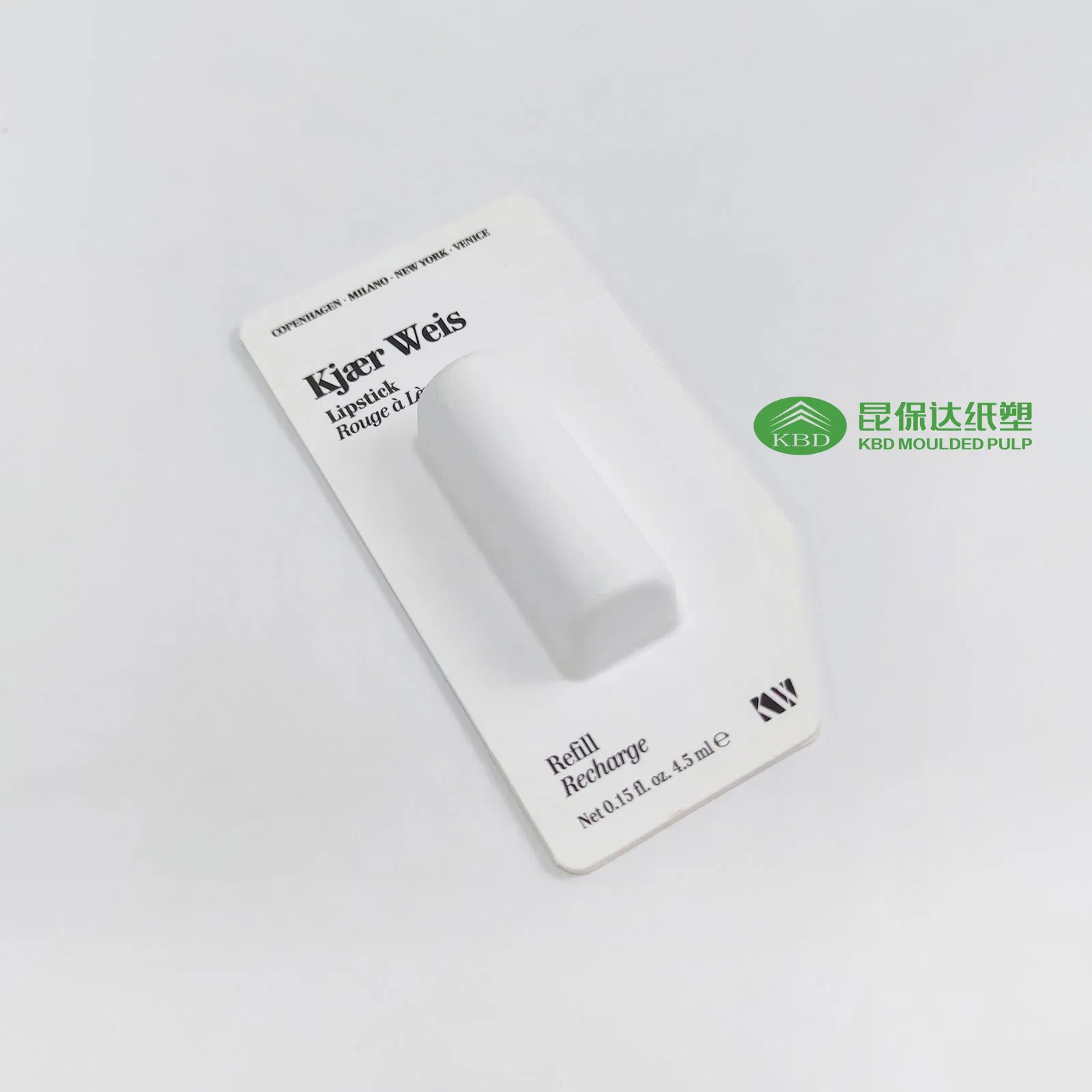 Kbd-Sustainable Lipstick Packaging Made From White Wet Pressed Pulp with Silk Printing