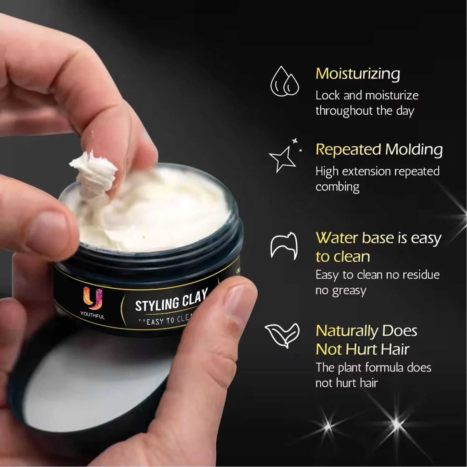 Matt Finish Strong Hold Professional Hair Styling Mud Hair Clay Logo