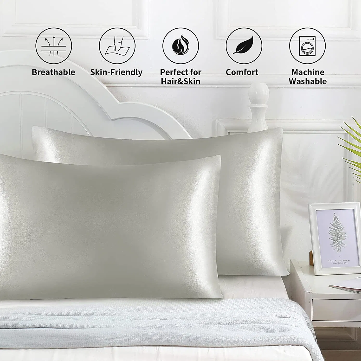 Wholesale Double-Sided Ice Silk Pillowcase Satin Pure Color Summer Pillowcase Wholesalev 2PCS Set Pillow Case