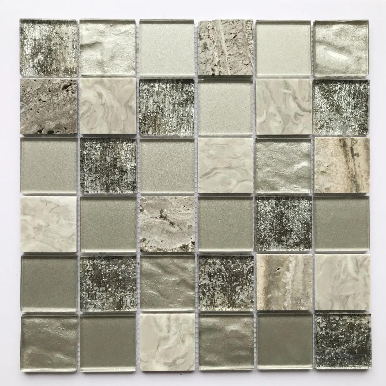 Мозаичная плитка Glass Mix White Stone 300x300 мм