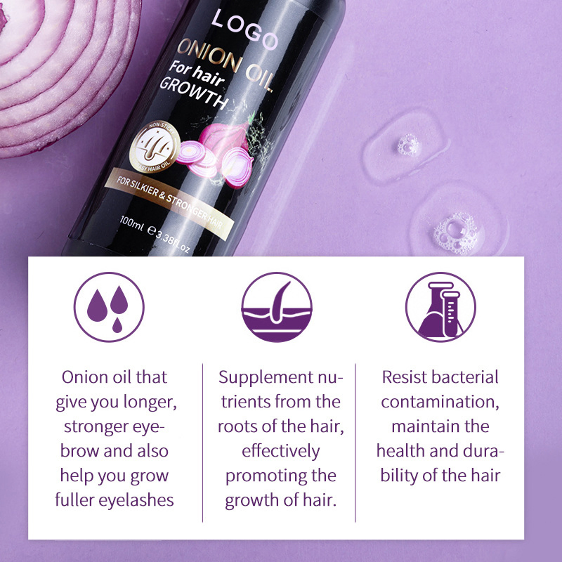 Onion Hair Oil for Promote Thickening Anti Loss Nourishing Hair Growth Oil Organic for Women Hair Treatment Essential Oil