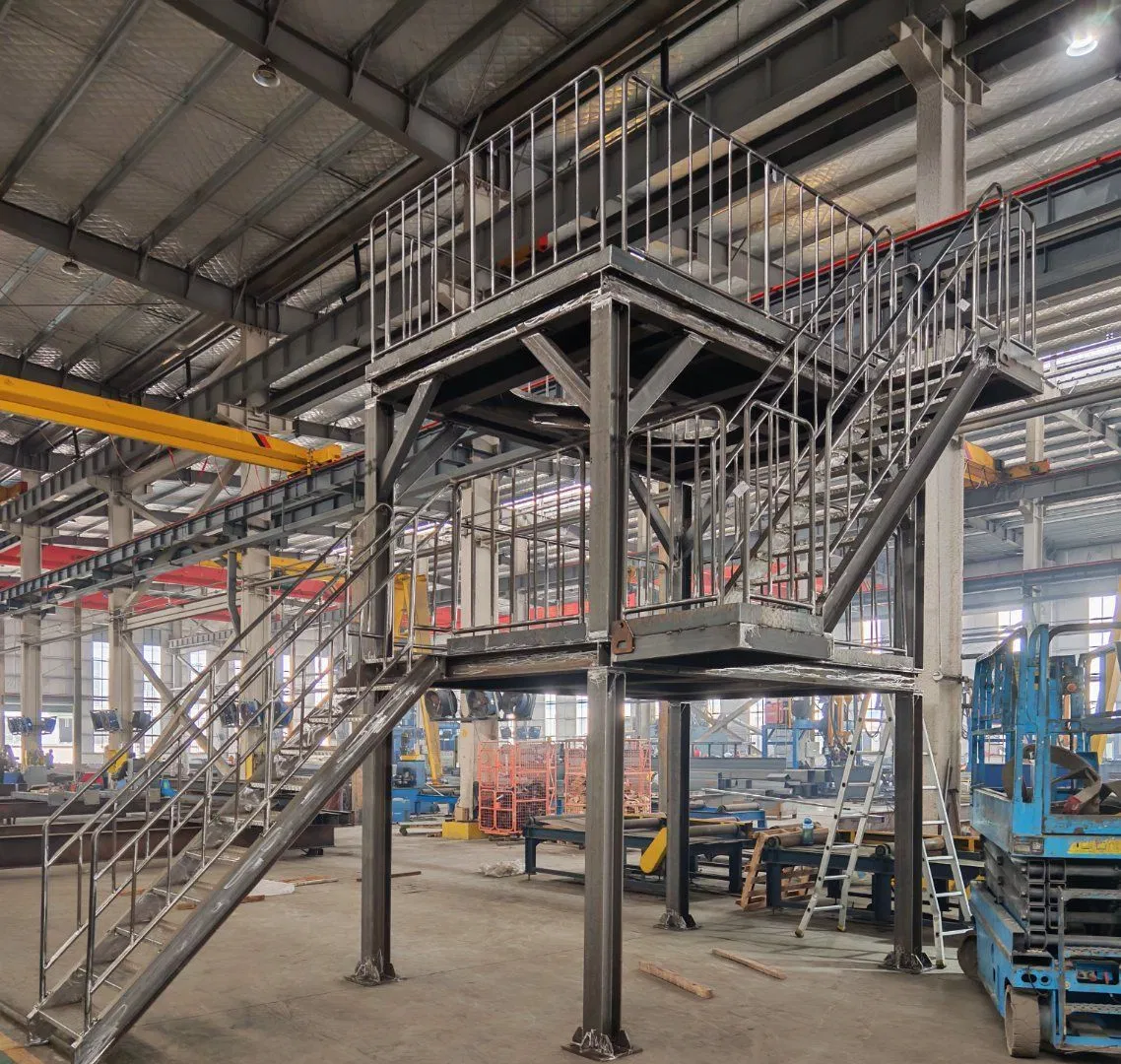Factory Wholesale Fire Prevention Commercial Steel Staircases for Heavy Industrial Site