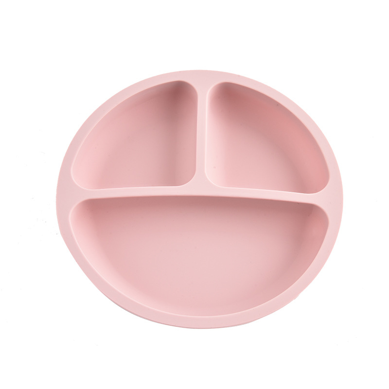 Silicone Baby Food Bowl with Anti-Fall Segmented. Baby Complementary Food Plate with Anti-Fall Silicone Segmented Dish and Suction Cup