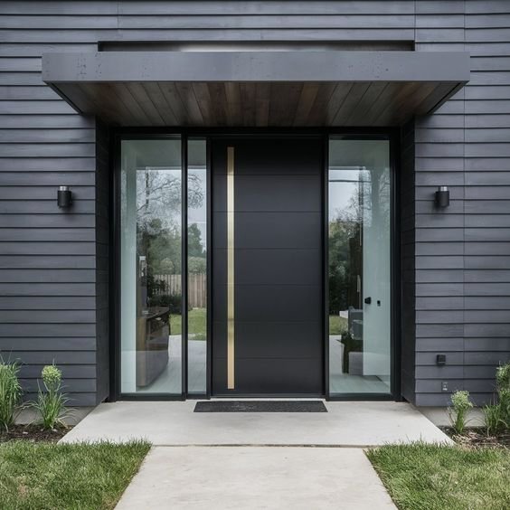 Входная металлическая дверь на шарнирах, современный дизайн