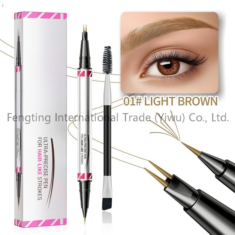 Waterproof Sweat-Proof Non-Fading Double-Headed Eyebrow Enhancer Pen Long-Lasting Natural Three-Dimensional Wild Eyebrows Set