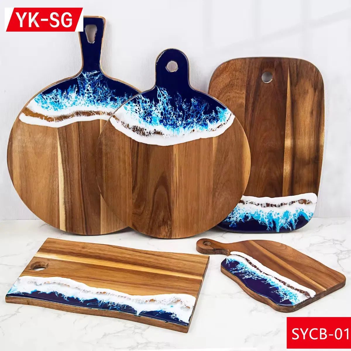 Solid Wood Pallet Epoxy Resin Marine Pattern Cutting Board