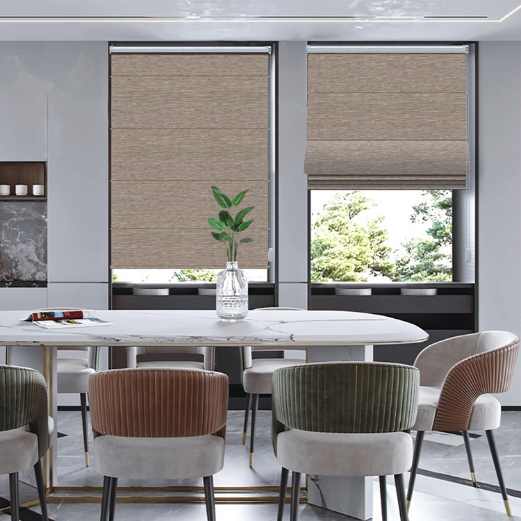 Roman Shades Sunscreen Blackout Motorized American Style Electric Roman Blinds