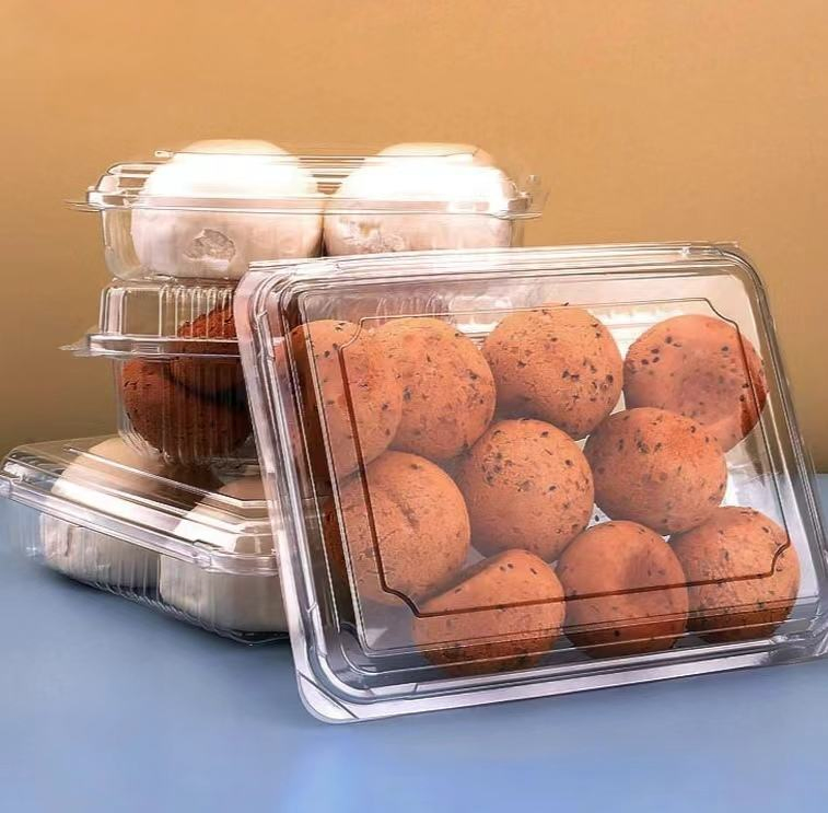 Clear Pet Plastic Dessert Container Dome Lid Bakery Cake Puffs Pastry Box