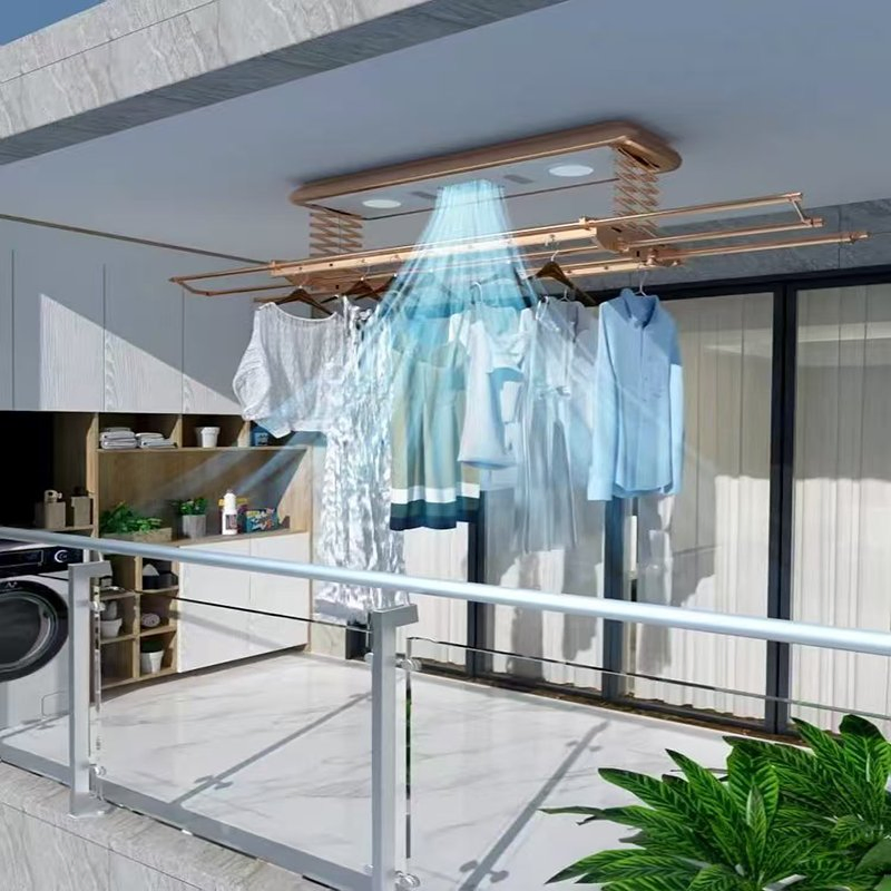 Smart Laundry Supplies Intelligent Automatic Foldable Electric Dryer Remote Control Ceiling Hanger