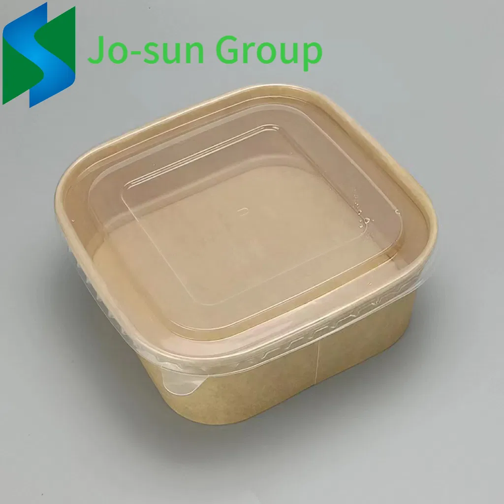 24 Oz Square Kraft Paper Bowl with Lids Disposable Paper Food Containers to Go Soup Bowls for Restaurants