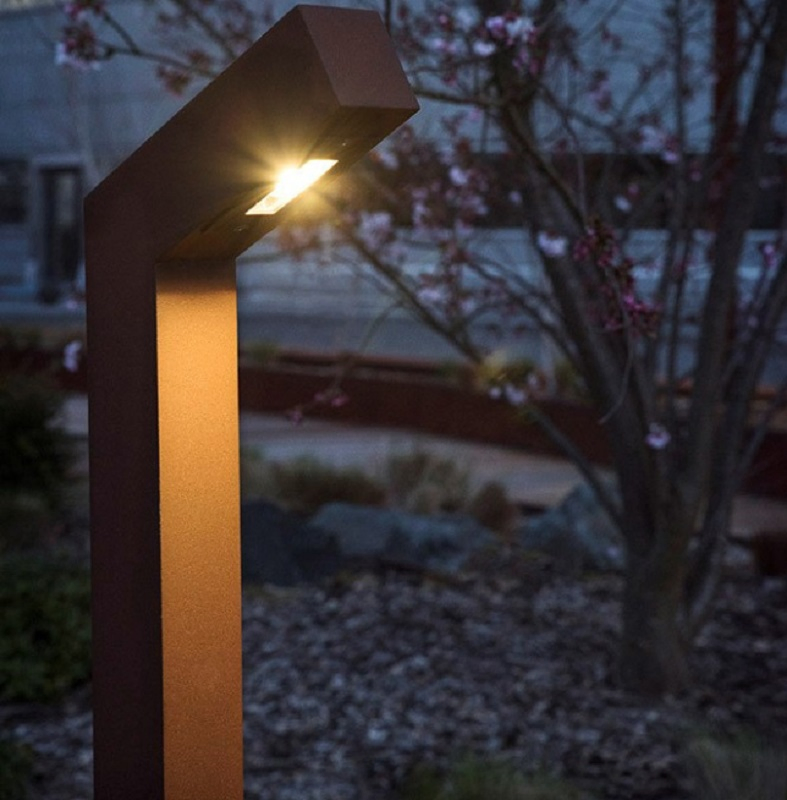 Urban Corten Steel LED Bollard Light L-Shaped Rusty Path Lights