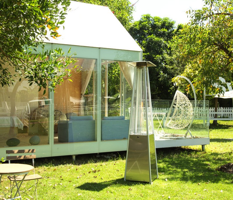 Black Heater Garden Commercial Use Glass Tube Pyramid Stand Square Flame Gas Heater