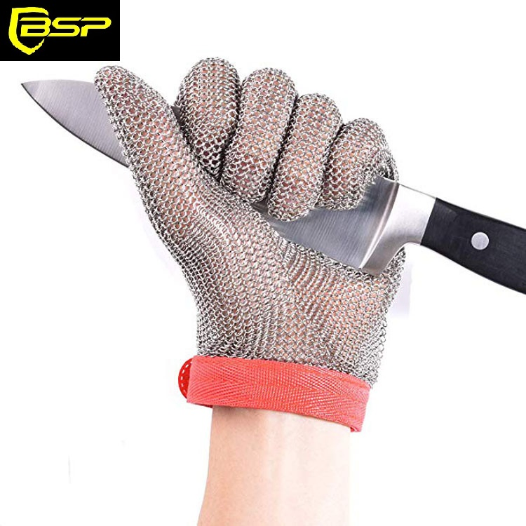 Level 9 Durable Stainless Steel Ring Cut Resistant Gloves for Butcher