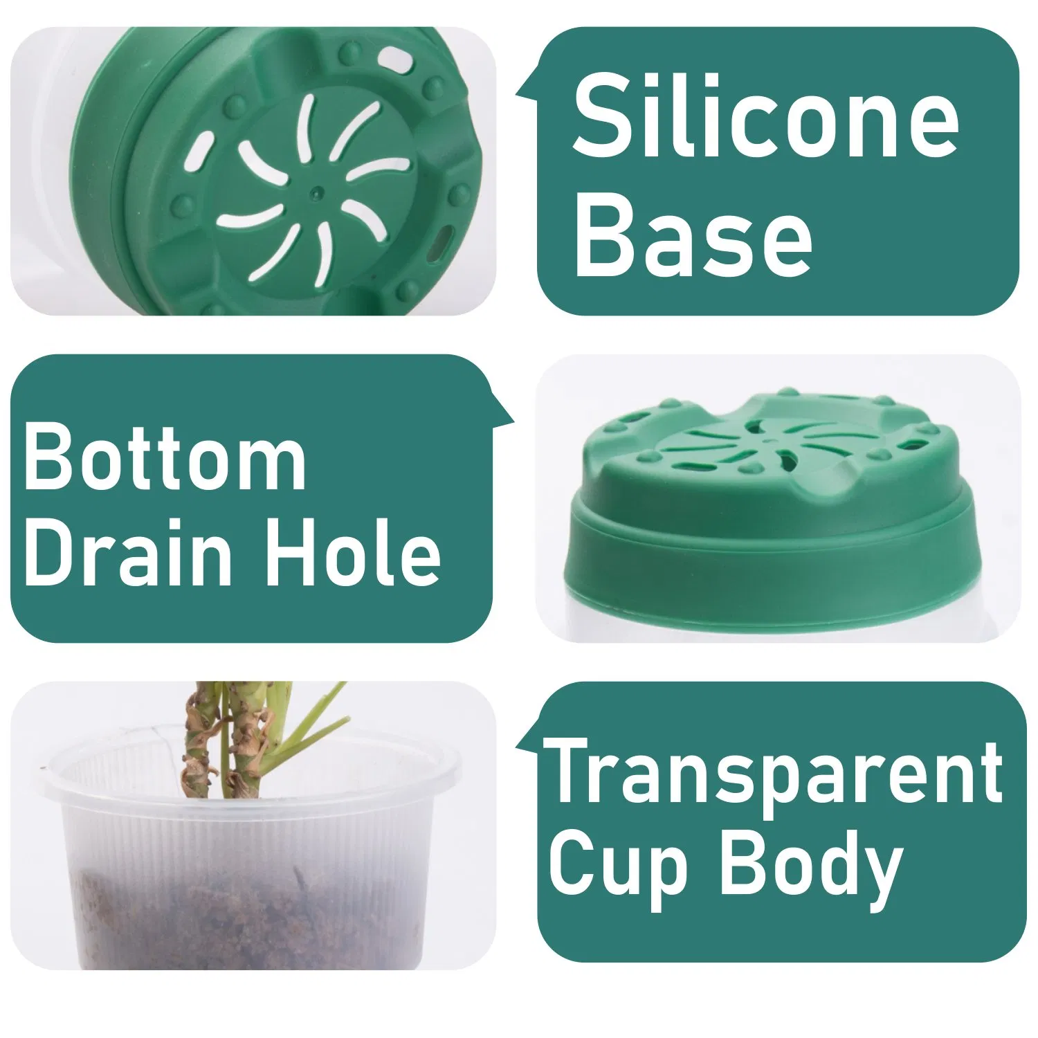 Round Thickened Nursery Pots with Dark Green Base Colorful Simple Design Durable and Reusable Plant Pots