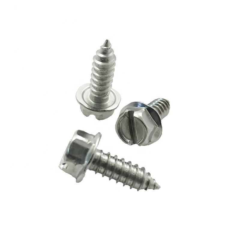 Zinc Plated Slotted Hex Washer Head Sheet Metal Screws for Box, License Plate, Switch Plate