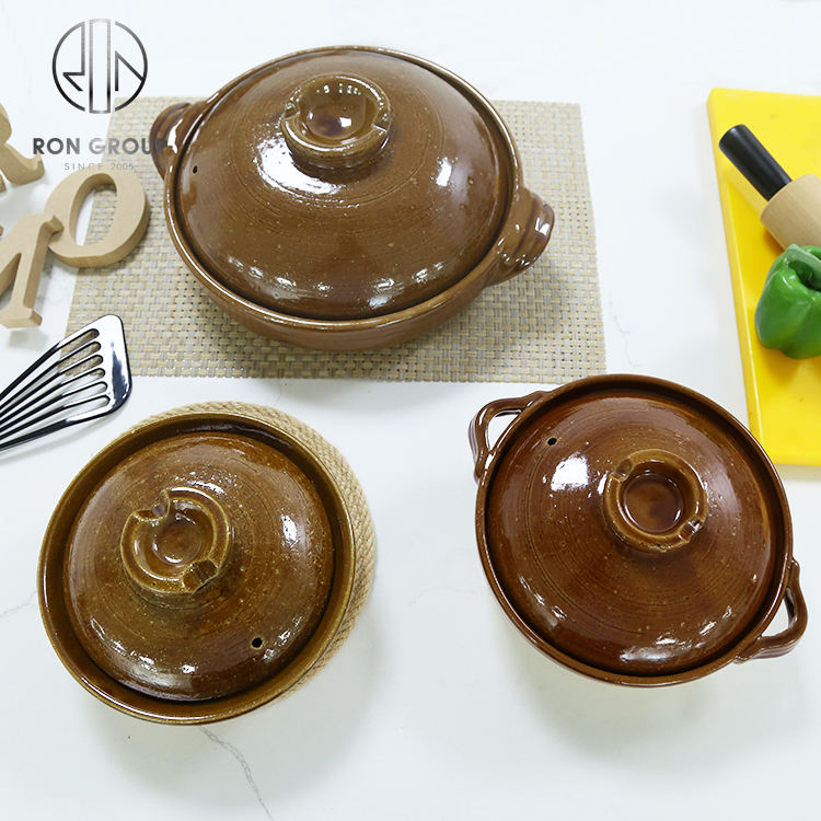 Manufacture Direct Ceramic Soup Casseroles Food Warmer Kitchen Cooking Clay Hot Pot for Commercial Restaurant Hotel Cookware
