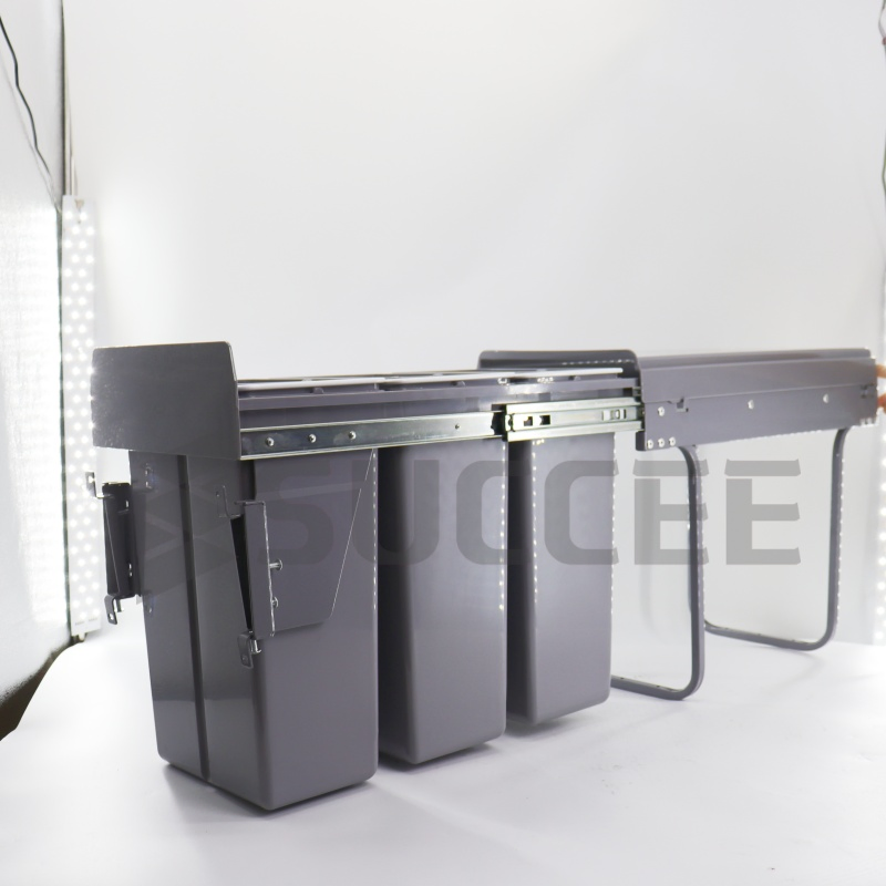 Pullout Hiding Kitchen Double 10L 30L 40L Trash Can Waste Bin with Soft-Close