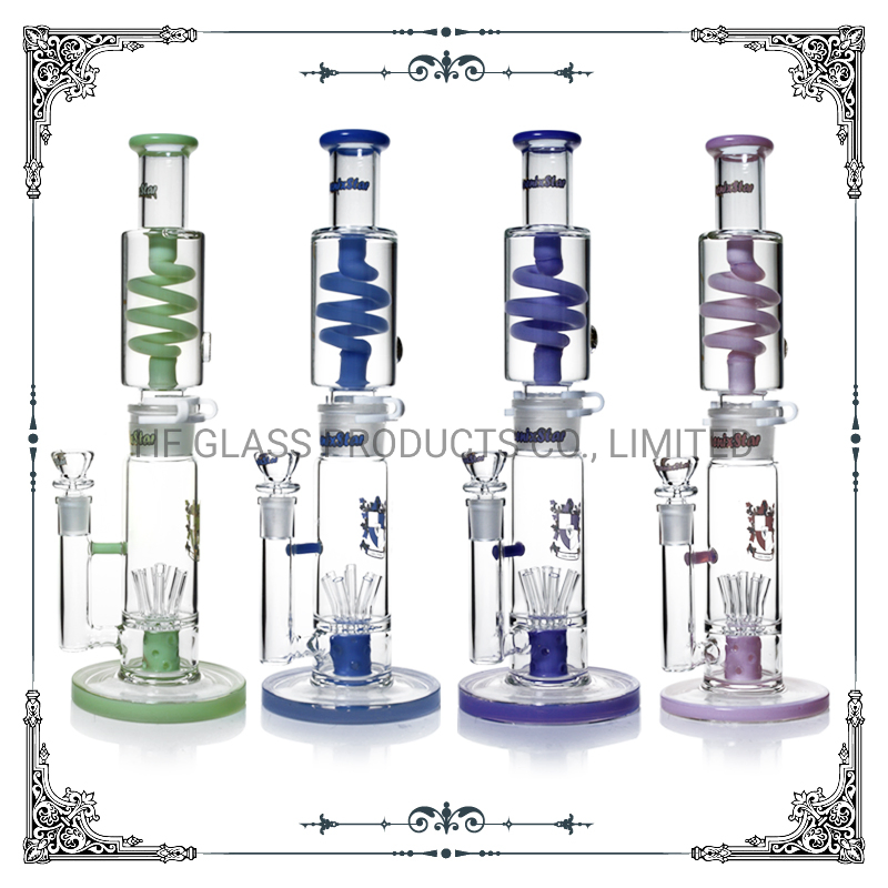 14 Inches Phoenix Glass Shisha Hookah Tobacco Glycerin Freezable Coil Straight Tube Oil DAB Rig Smoking Water Pipe