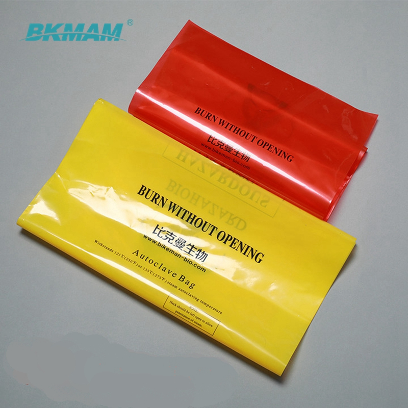 Bkmam Brand Plastic Bio Medical Waste Bags with Biohazard Symbol