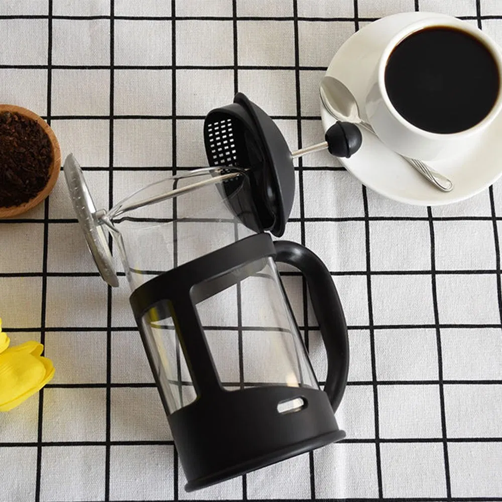 Custom 350/600/800/1000ml French Style Borosilicate Plunger Press Coffee and Tea Maker Plastic+Glass+Steel 1L Capacity