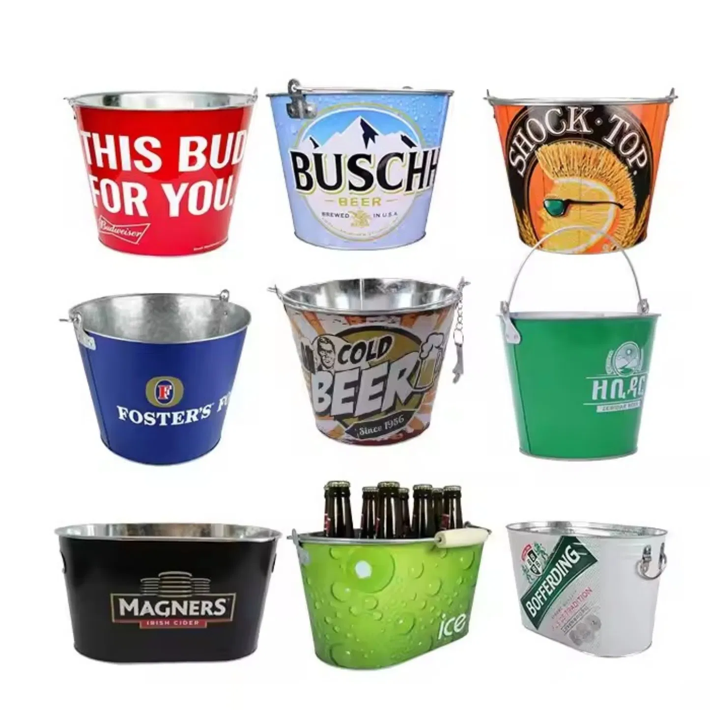 Double Sided Silk Screen Custom Metal 5 Gallon Ice Bucket with Lid