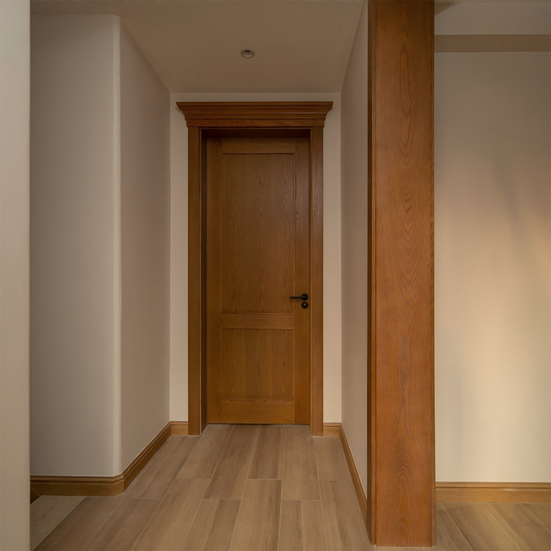 American Style Latest Simple Interior Walnut Wooden Doors Single Solid Wood Villa Interior Wood Door