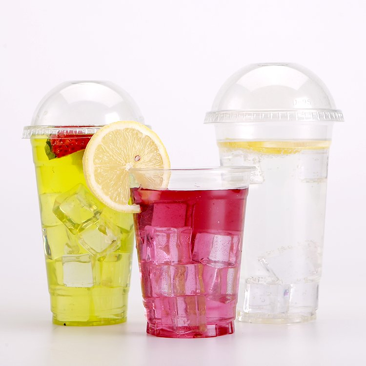 12oz Clear Plastic Disposable Plastic Cups for Iced Coffee with Lids