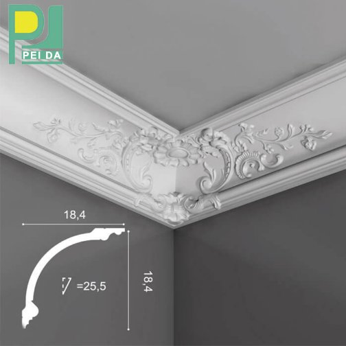 New Pop Design Fireproof Rose Gypsum Cornice Fiber