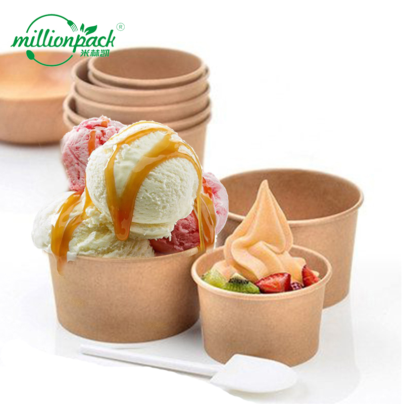 Paper Ice Cream Bowl Disposable Dessert Cups for Frozen Yogurt and Gelato