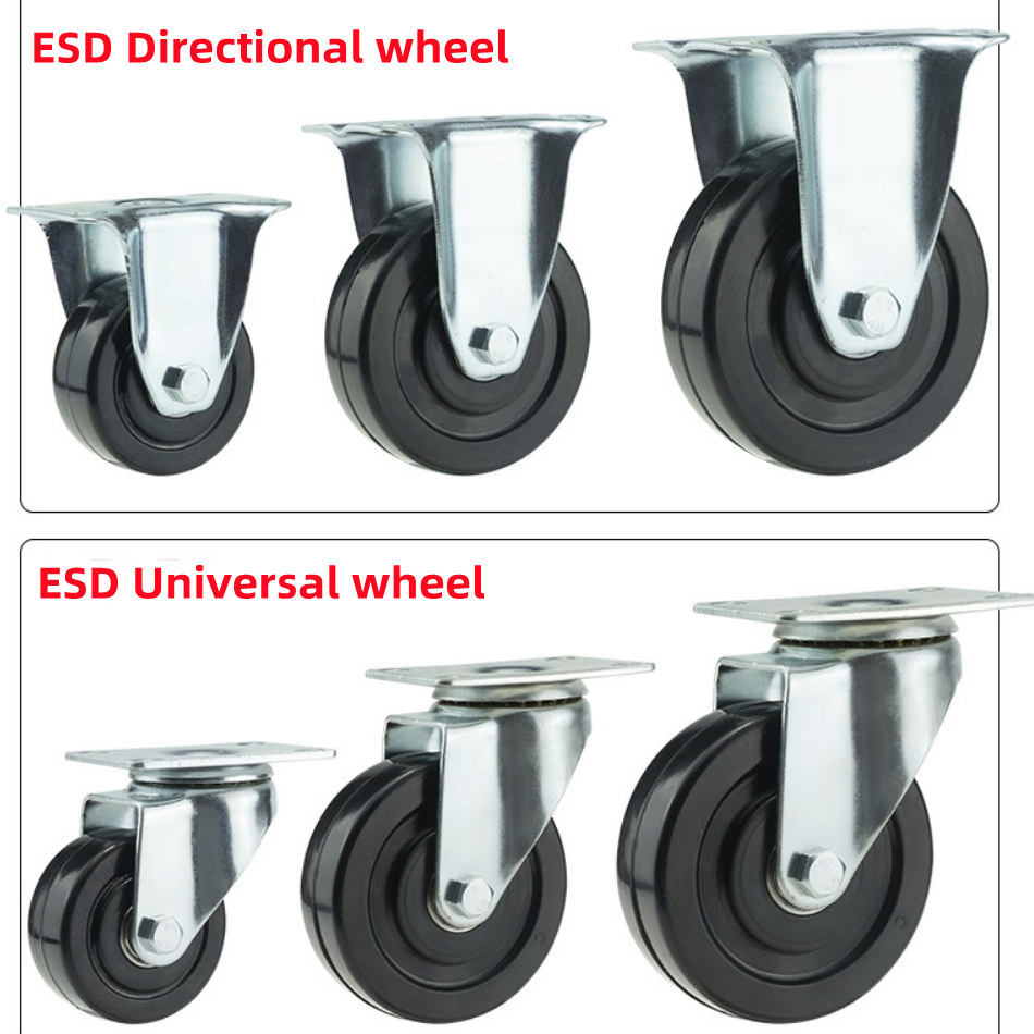 Heavy-Duty Anti-Static Rubber Casters with PU Wheels for Smooth Movement