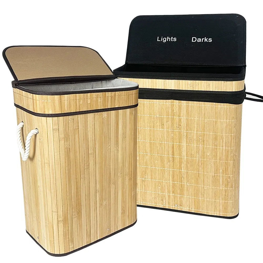 Natural Bamboo Laundry Basket for Dirty Clothes with Folding Design