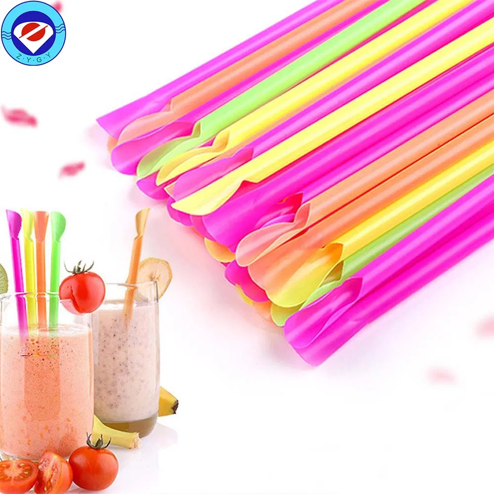 Factory Wholesale Natural Food Grade Biodegradable Colorful PLA Spoon Straw for Drinking