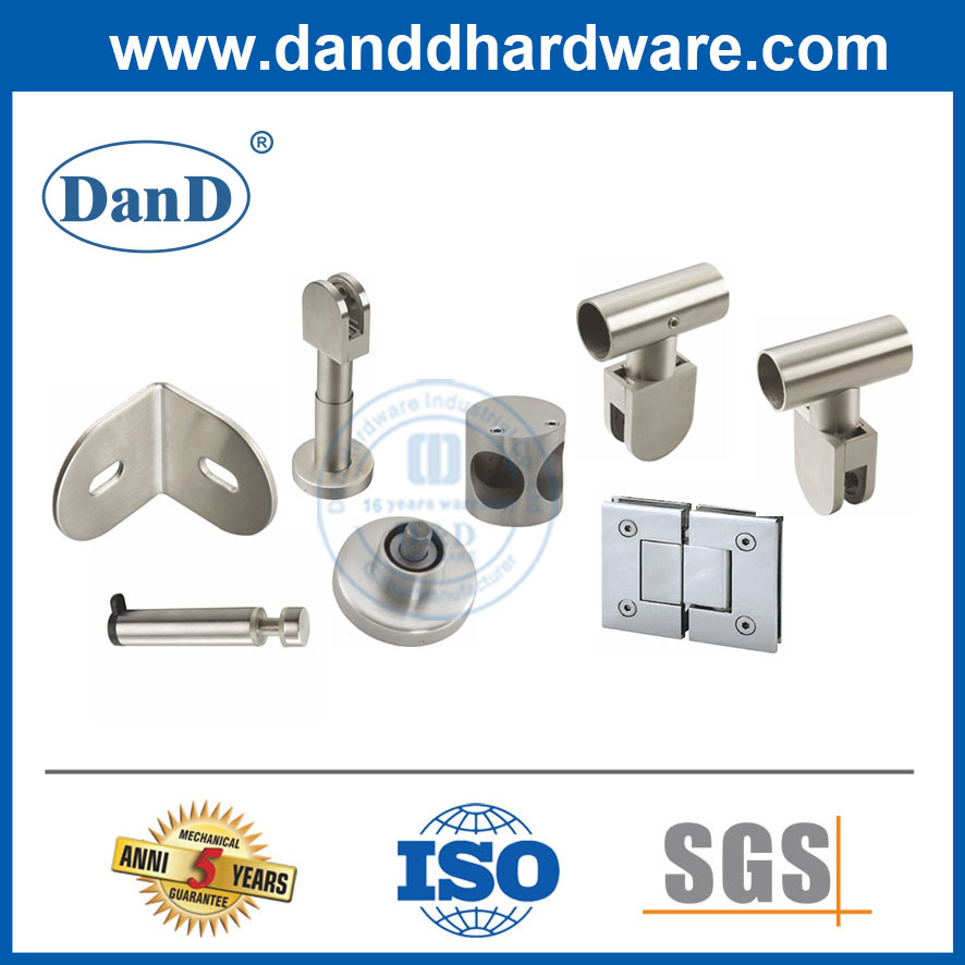 Toilet Accessory Glass Hardware Patch Fitting USA Hotel Shower Room Pivot Security Bath Wholesale Sliding Double Door Modern High-End Bathroom Accessories
