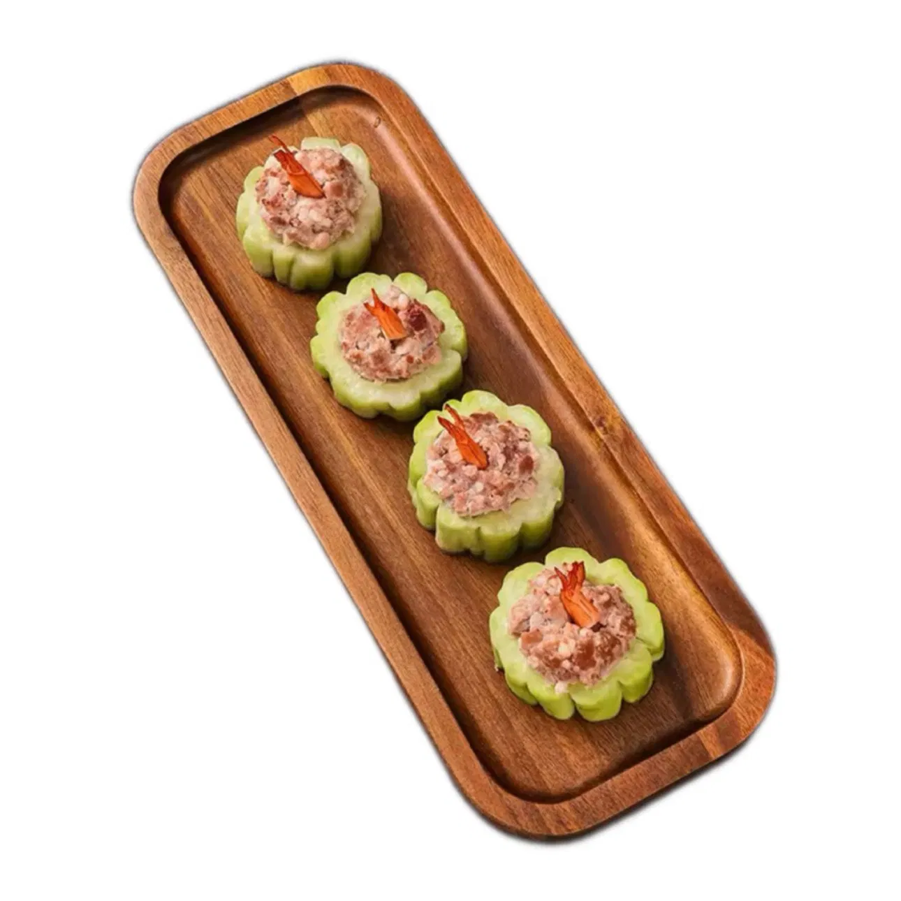 Hot-Selling Rectangular Natural Eco-Friendly High-Quality Wooden Restaurant Breakfast Fruit Tray