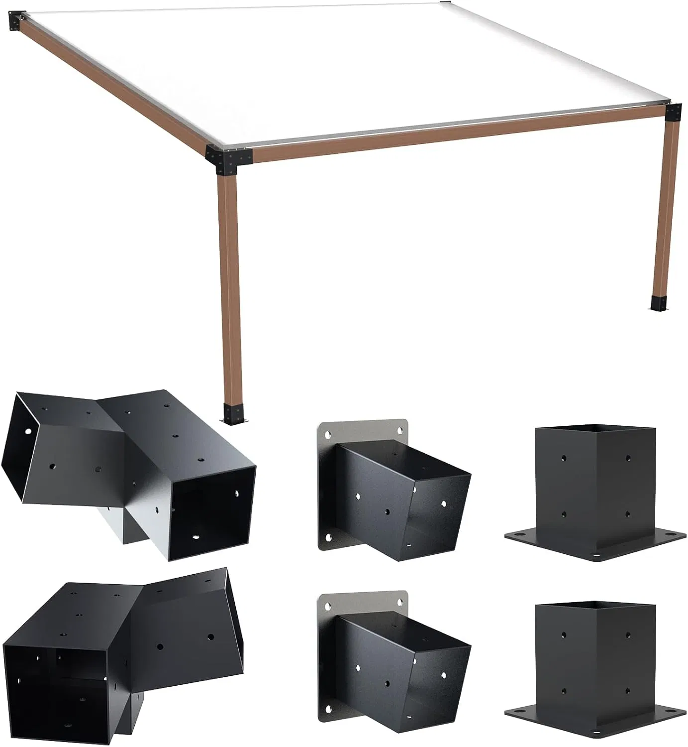 6X6 Pergola Post 30 and 5 Degree Three Way Pergola Bracket