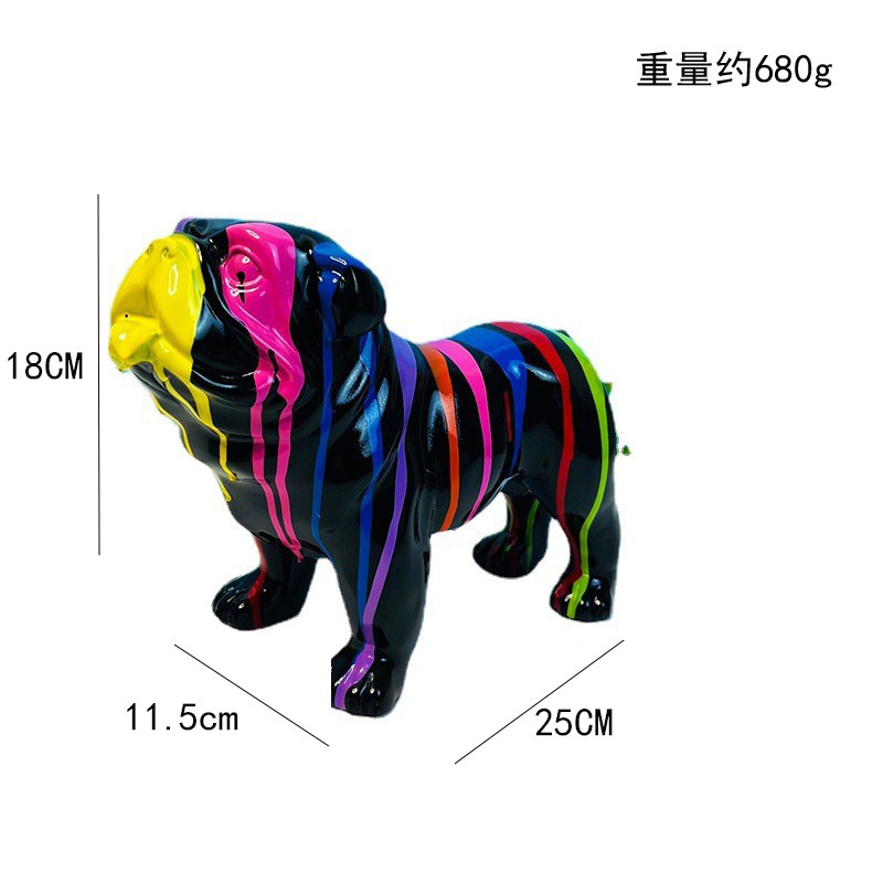 Colorful Bulldog Sculpture for Standing Figurines Art Ornament Wbb27618