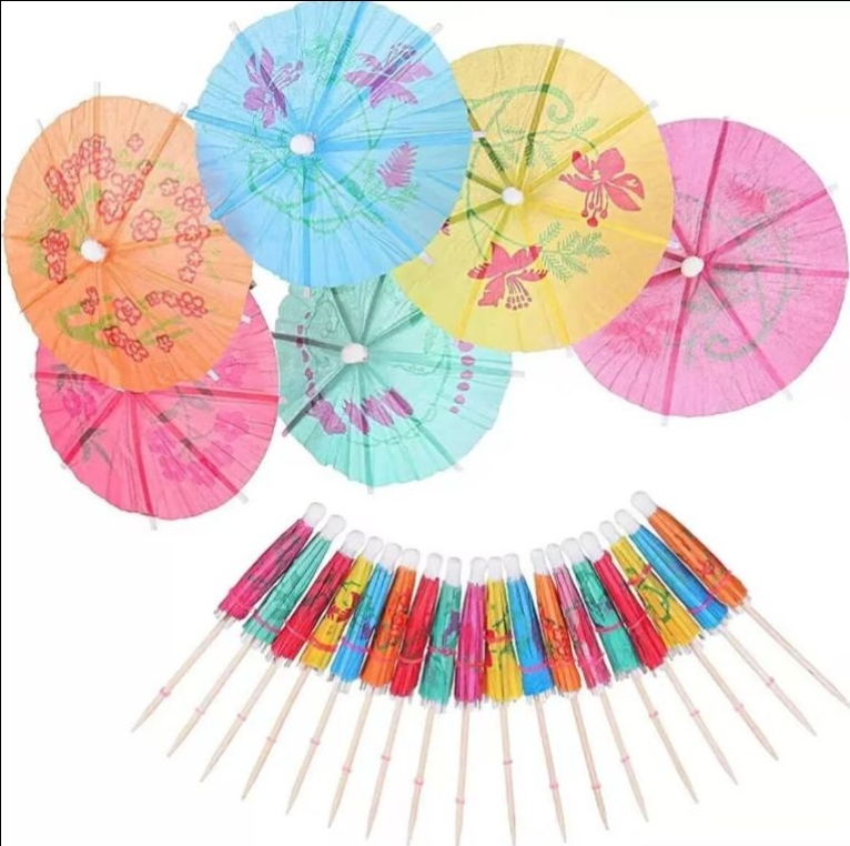 Hawaii-Style Dessert Cocktail Decoration Toothpicks, Disposable Bamboo Flower-Shaped Toothpick Bar Accessories