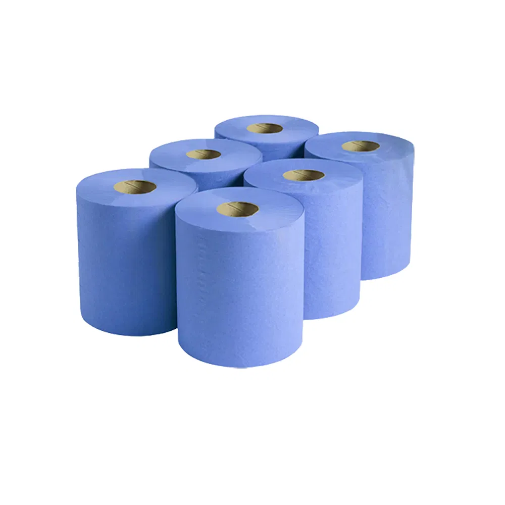 Wholesale High Quality Without Scents Vegan Biodegradable Blue Paper Hand Towel Roll